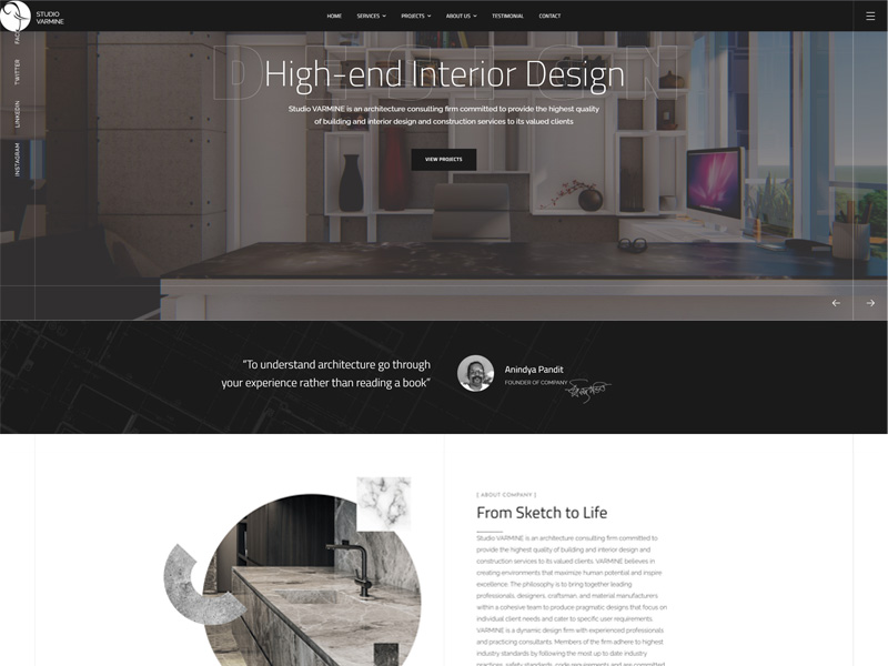 StudioVarmine.com - Custom website design and development for Architectural firm